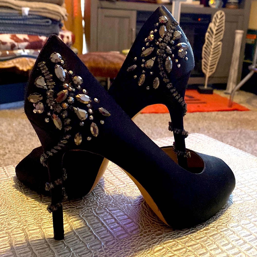 Antonio Melani black rhinestone on black satin